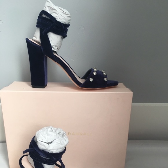 Loeffler Randall Elayna Blue Velvet Sandals Sz 7.5 - Picture 5 of 7